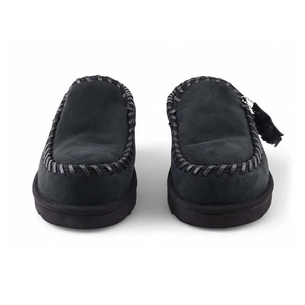 Мужские кожаные мюли-клоги Leather Swing из натуральной овечьей шерсти чёрные от Yase — фото 3
