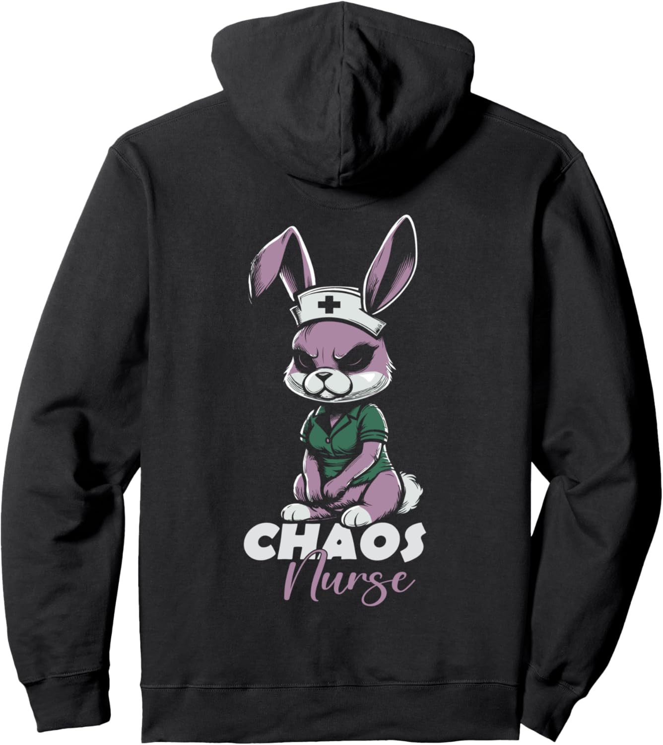 

Худи с изображением кролика-медсестры (RN Medic Bunny Nurse Hoodie) Creepy Nurse Rabbit Registered Nurse Hare, черный