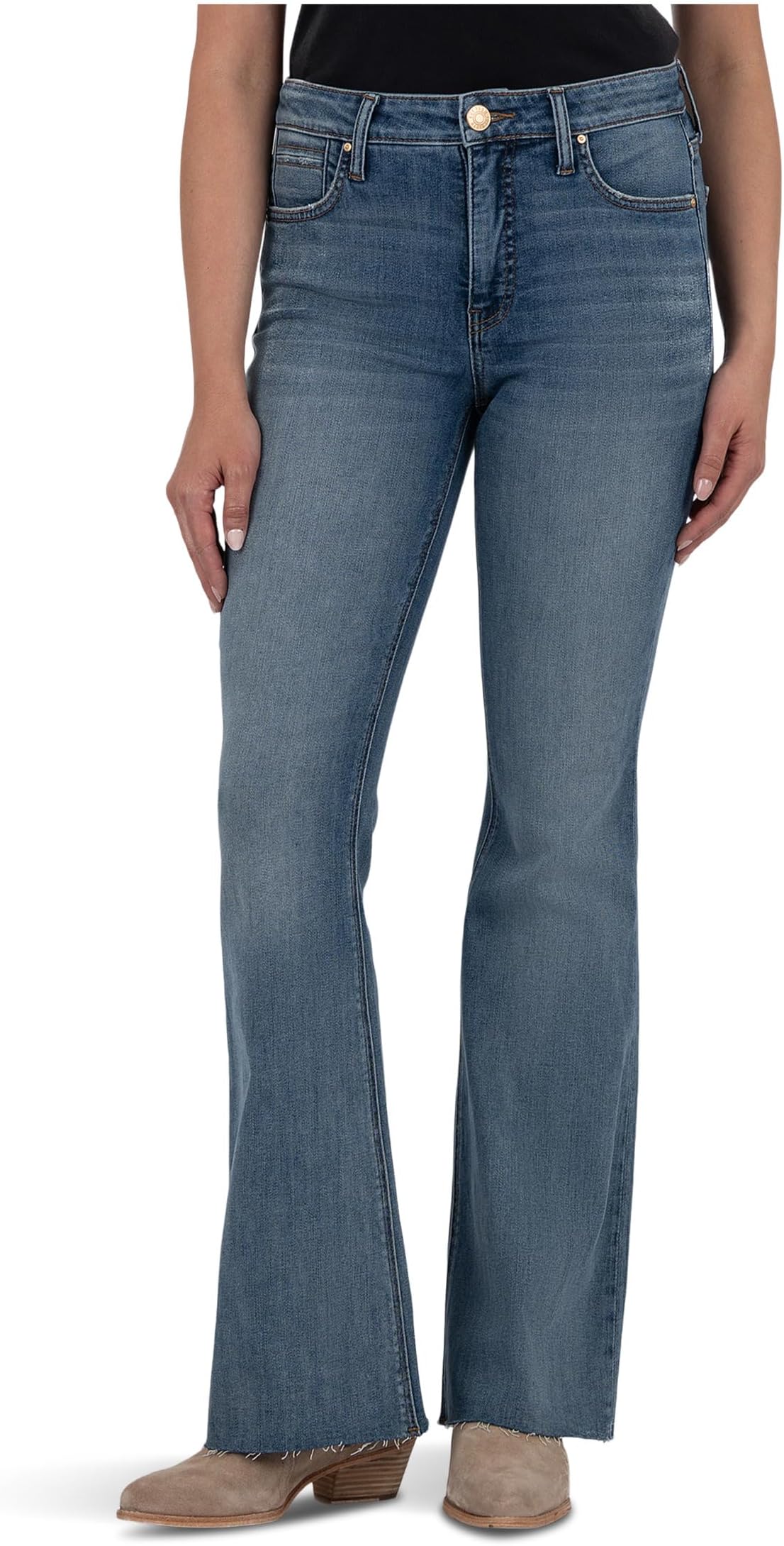 

Джинсы KUT from the Kloth Stella High Rise Fab Ab Flare With Raw Hem, цвет Hardworking