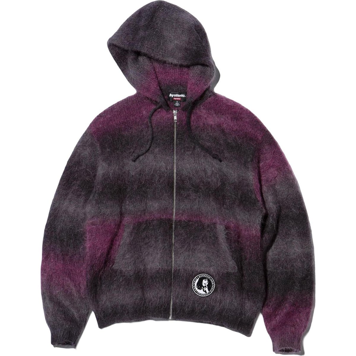 Толстовка Hysteric Glamour с капюшоном на молнии из мохера Supreme, черный — фото 3