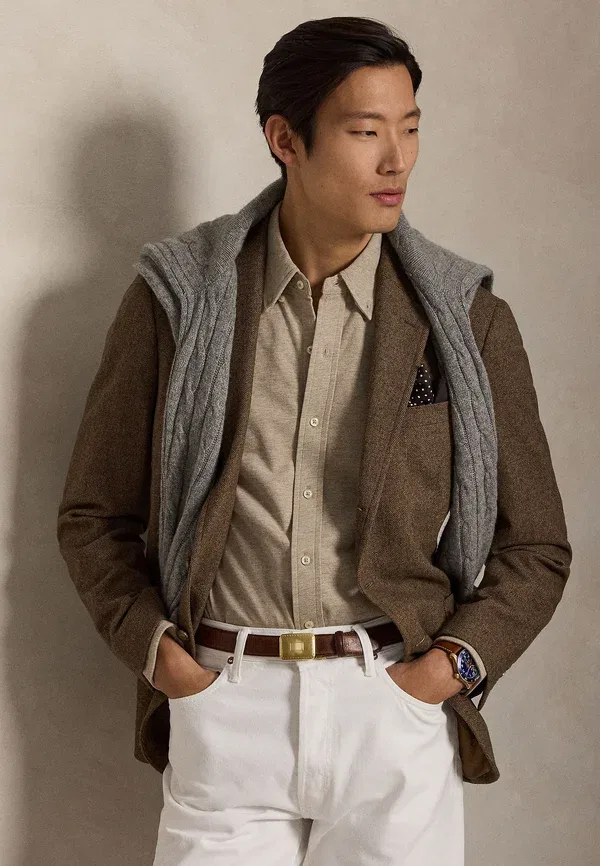 Футболка Polo Ralph Lauren Featherweight Mesh, цвет тусан бежевый хизер — фото 4