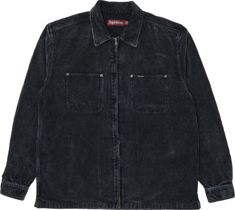 

Рубашка Supreme Washed Corduroy Zip Up 'Black', черный