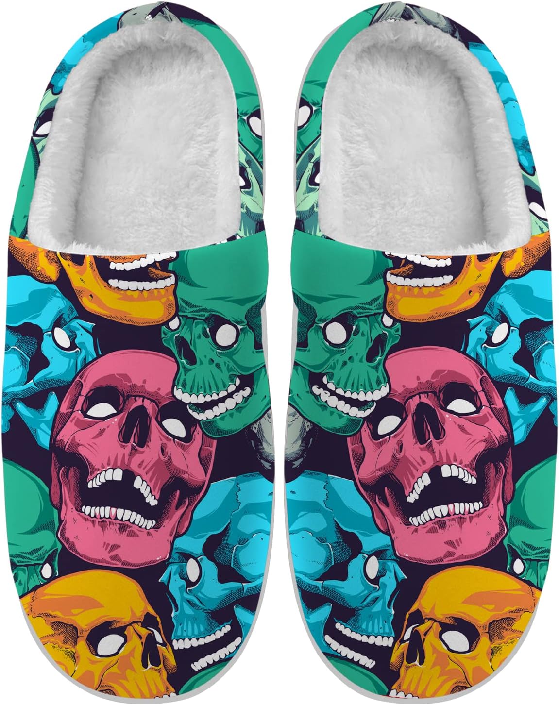 

Женские и мужские домашние тапочки с черепом, комфортные тапочки с эффектом памяти, пушистые, противоскользящие, зимние, подарок Ciadoon, Multicolor
