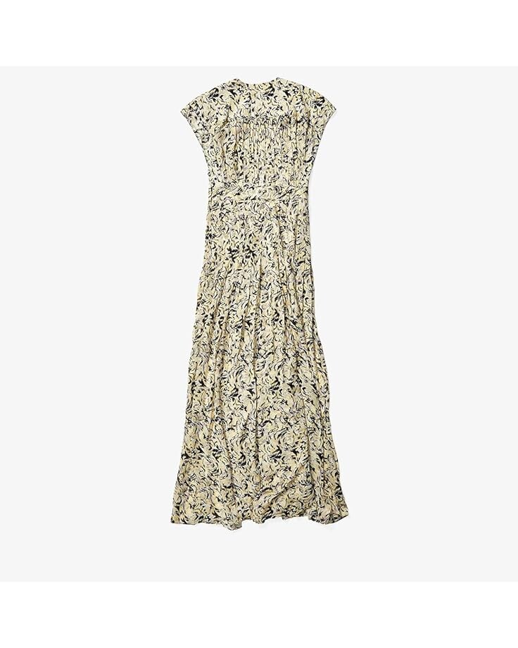 

Платье Proenza Schouler Printed Crepe Chiffon Short Sleeve V-Neck Dress, цвет Butter/Black