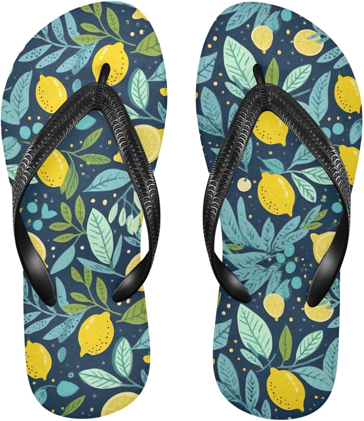 

Шлепанцы SPRIPORT Lemons Leaves Slim для женщин и мужчин. Удобные повседневные сандалии-вьетнамки с нескользящей резиновой подошвой для прогулок, пляжа и лета. Плоские сандалии для прогулок, пляжа и лета, Multicoloured