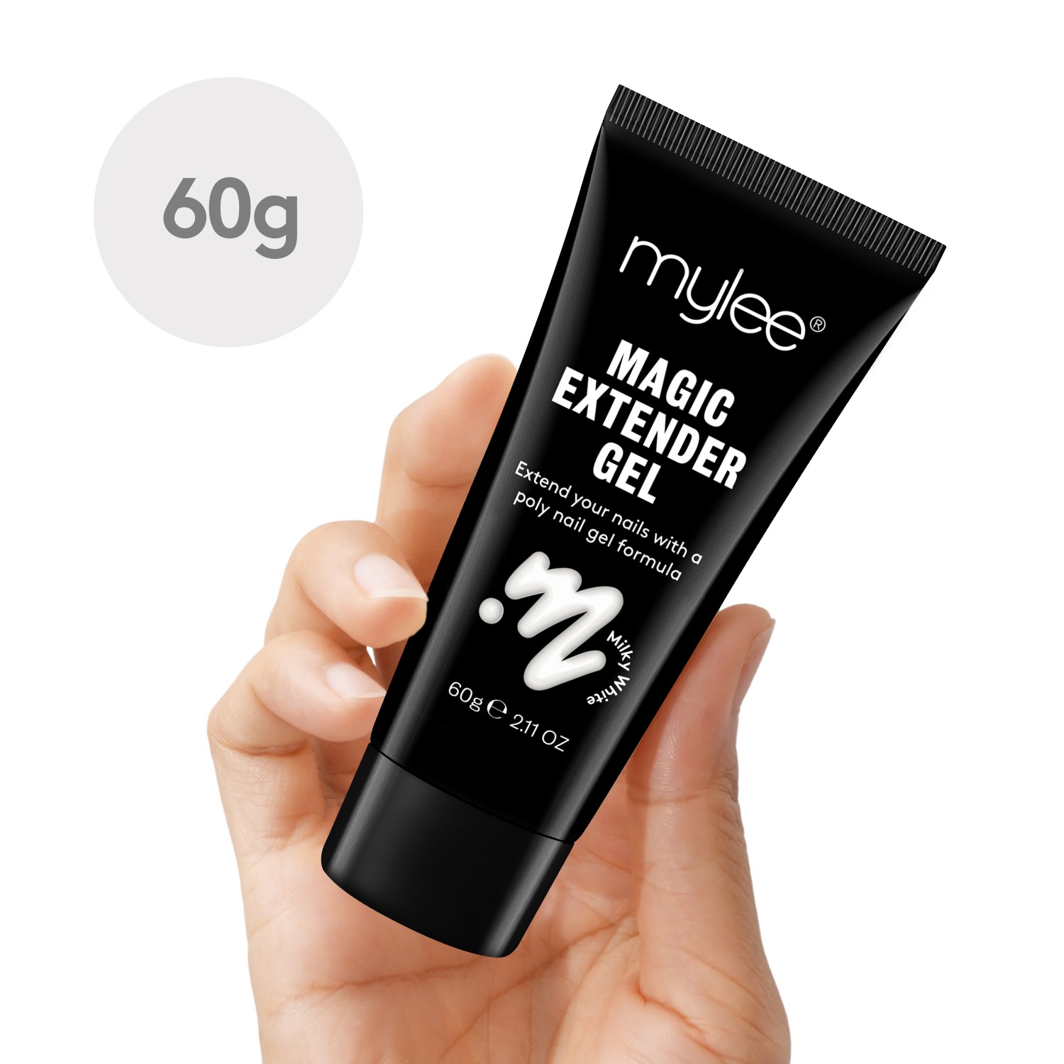 Гель-лак для ногтей magic extender gel (farblos) Mylee, magic extender gel milky white, вес 60 гр. — фото 4