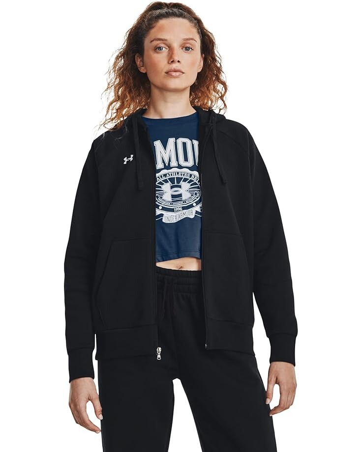 

Худи Under Armour Rival Fleece Full Zip, цвет Black/White