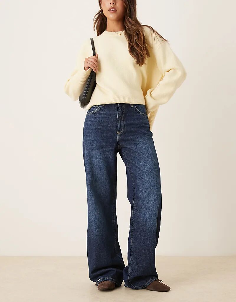 

Джинсы Mango Danila широкого кроя из 100% хлопка темно-синего цвета