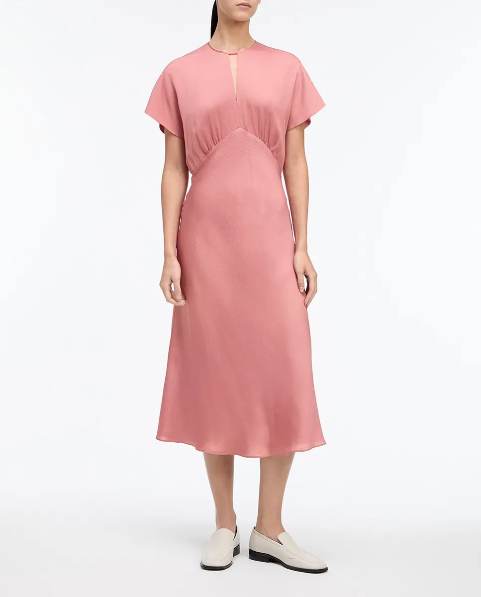 

Платье из атласа с короткими рукавами Calvin Klein, розовый