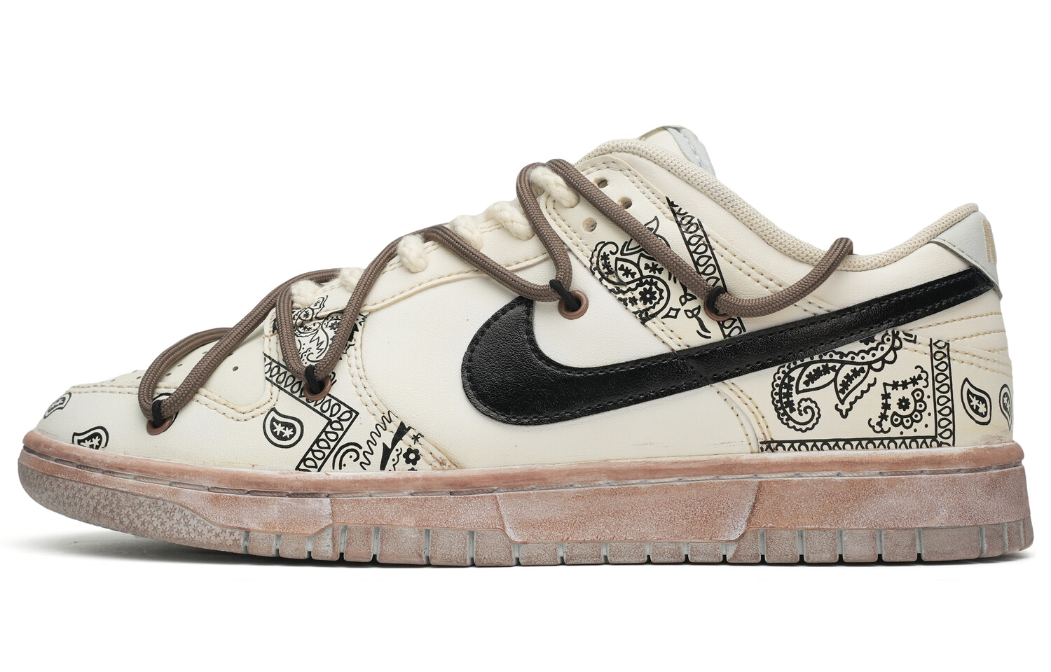 

Кроссовки Nike Dunk Skateboarding Shoes Men Low-top Beige/black/coffee, цвет Off White