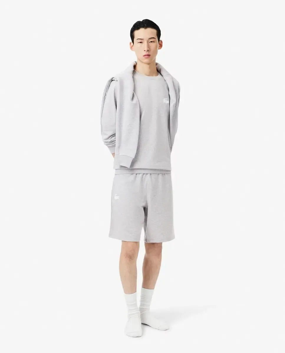 Домашние шорты из флиса с логотипом на поясе для мужчин Lacoste, светло-серый — фото 4