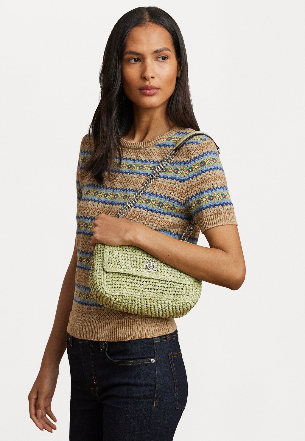 

Сумка MÉLANGE WOVEN STRAW MEDIUM SOPHEE BAG Lauren Ralph Lauren, оливковый