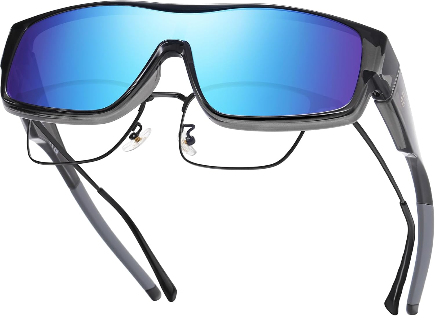 

Поляризованные спортивные солнцезащитные очки DUCO для мужчин и женщин, облегающие очки, подходят для езды на велосипеде и рыбалки, B Transparent Grey Frame Revo Blue Lens