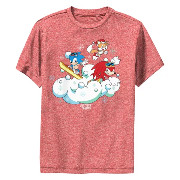 

Мальчиковая футболка с зимним игровым принтом 8-20 Sonic The Hedgehog, цвет red heather