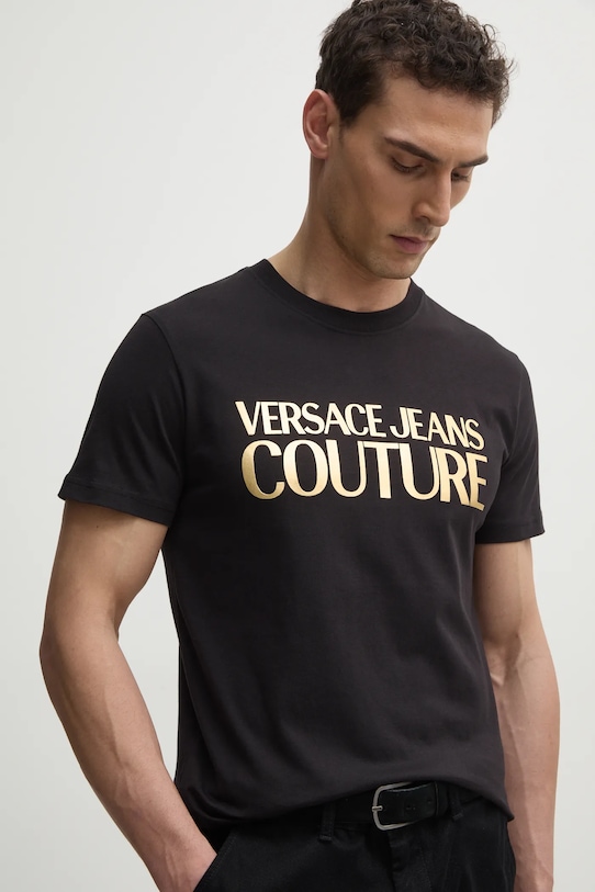 

Хлопковая футболка Versace Jeans Couture, черный