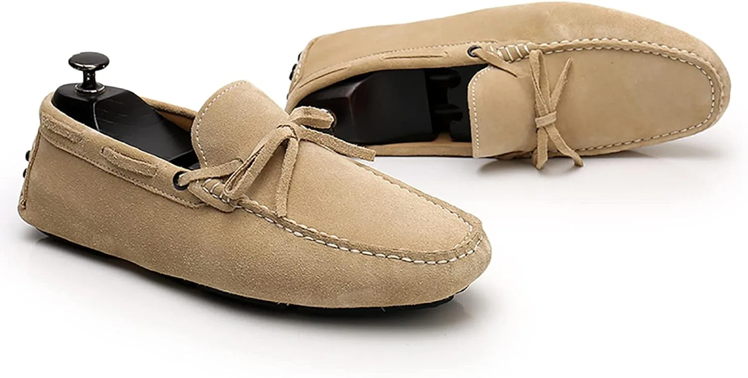 Мокасины замшевые Men's Soft Suede Driving Loafers, бежевый — фото 4