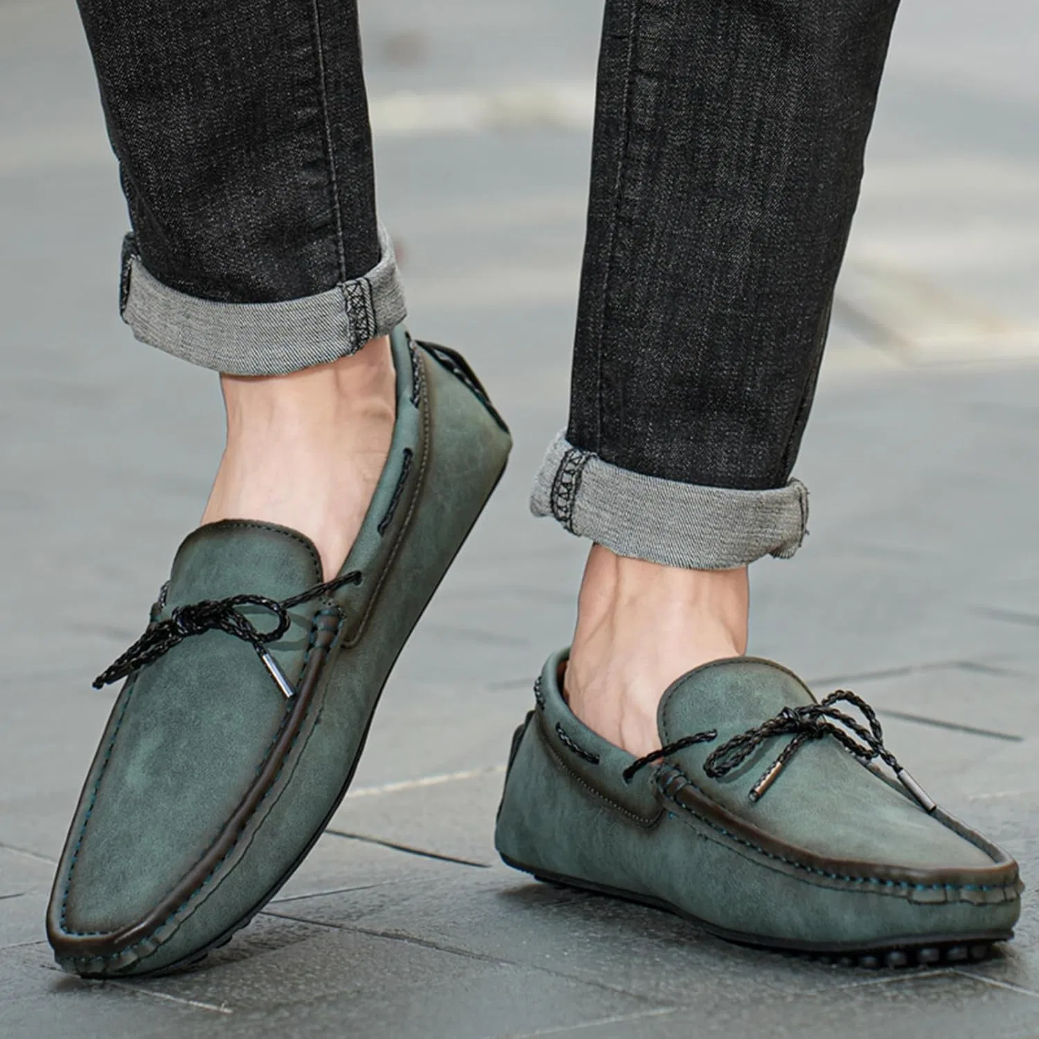 Мокасины мужские Zeberfi Moccasins Penny Loafers, зеленый — фото 4