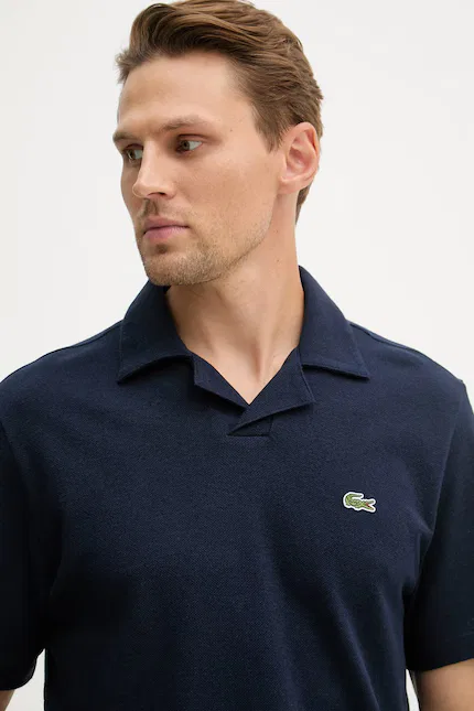 Поло мужское из льна с хлопком Lacoste, синий — фото 4