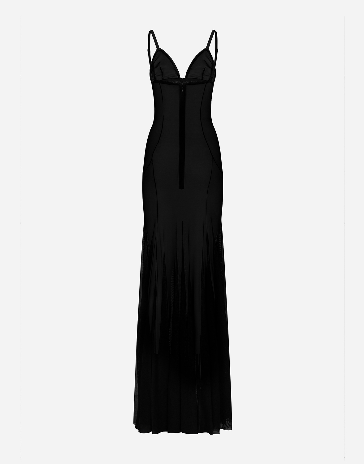 Длинное платье-комбинация из тюля Dolce & Gabbana, черный — фото 2