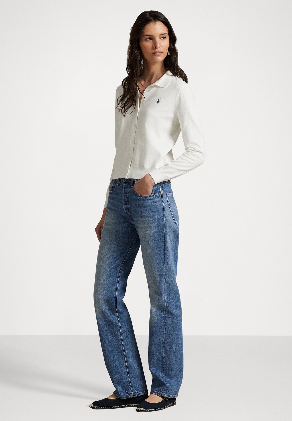 Кардиган POLO COLLAR BUTTONED CARDIGAN Polo Ralph Lauren, кремовый — фото 2
