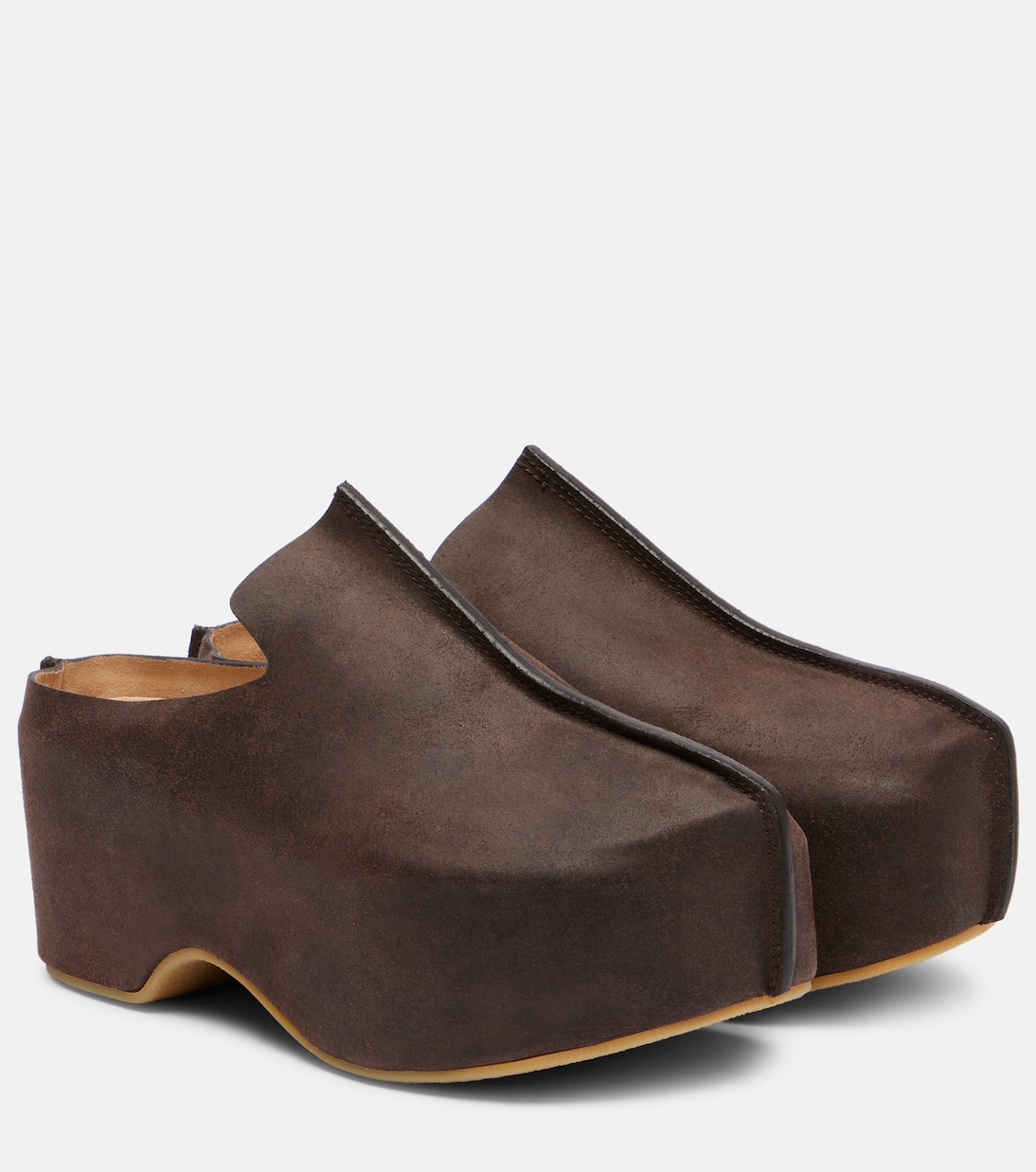 Замшевые мюли на платформе JW Anderson, Deep Walnut
