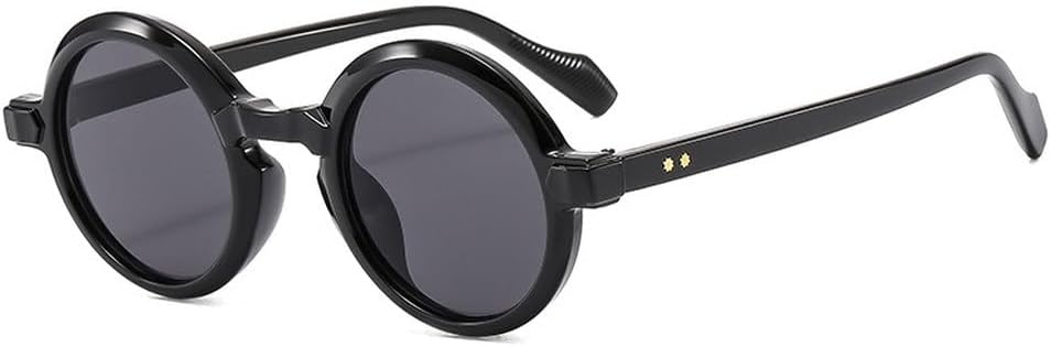 

Ретро круглые панк-солнцезащитные очки для женщин, модные двухцветные градиентные очки с защитой от УФ-излучения UV400, мужские солнцезащитные очки с заклепками TKKTLLT, Black Gray