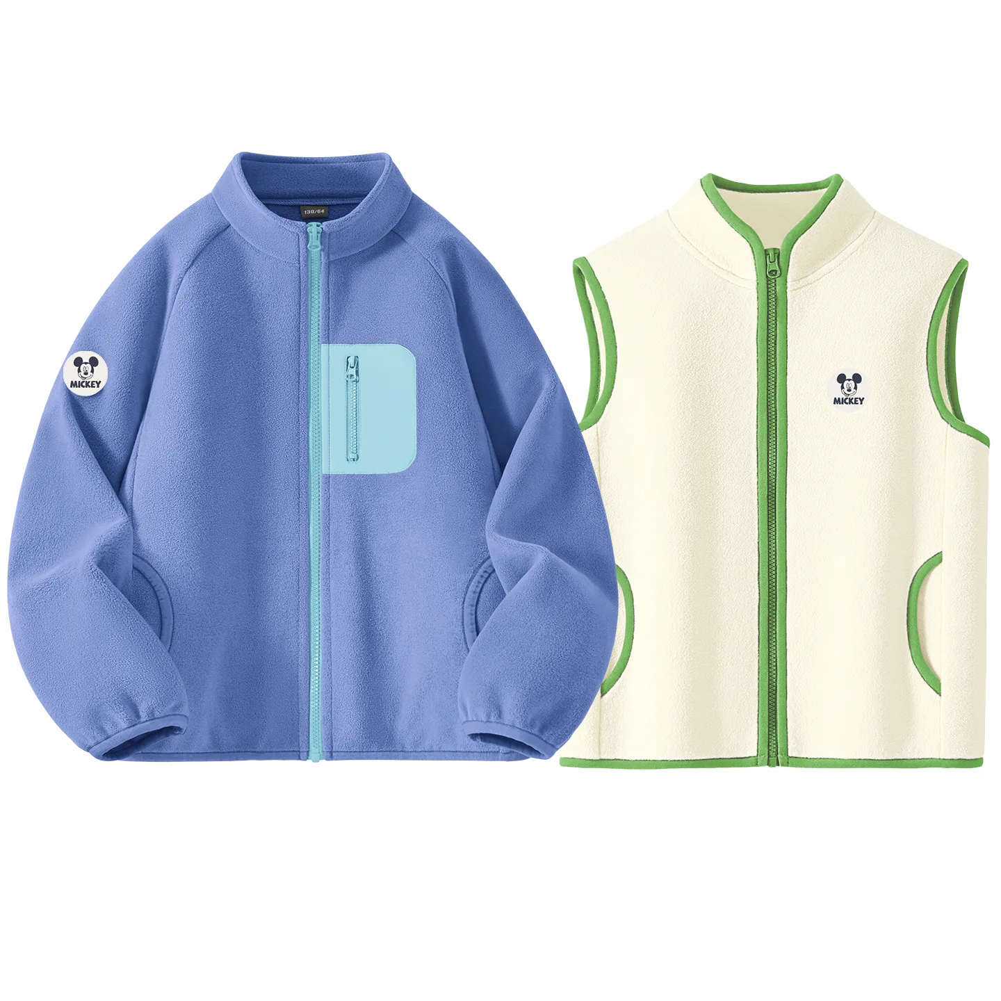 Детская флисовая толстовка с круглым вырезом Disney, Didi Zhong Round Hook-and-Loop K Coral Blue+Didi Zhong Round Hook-and-Loop K Light Milk White