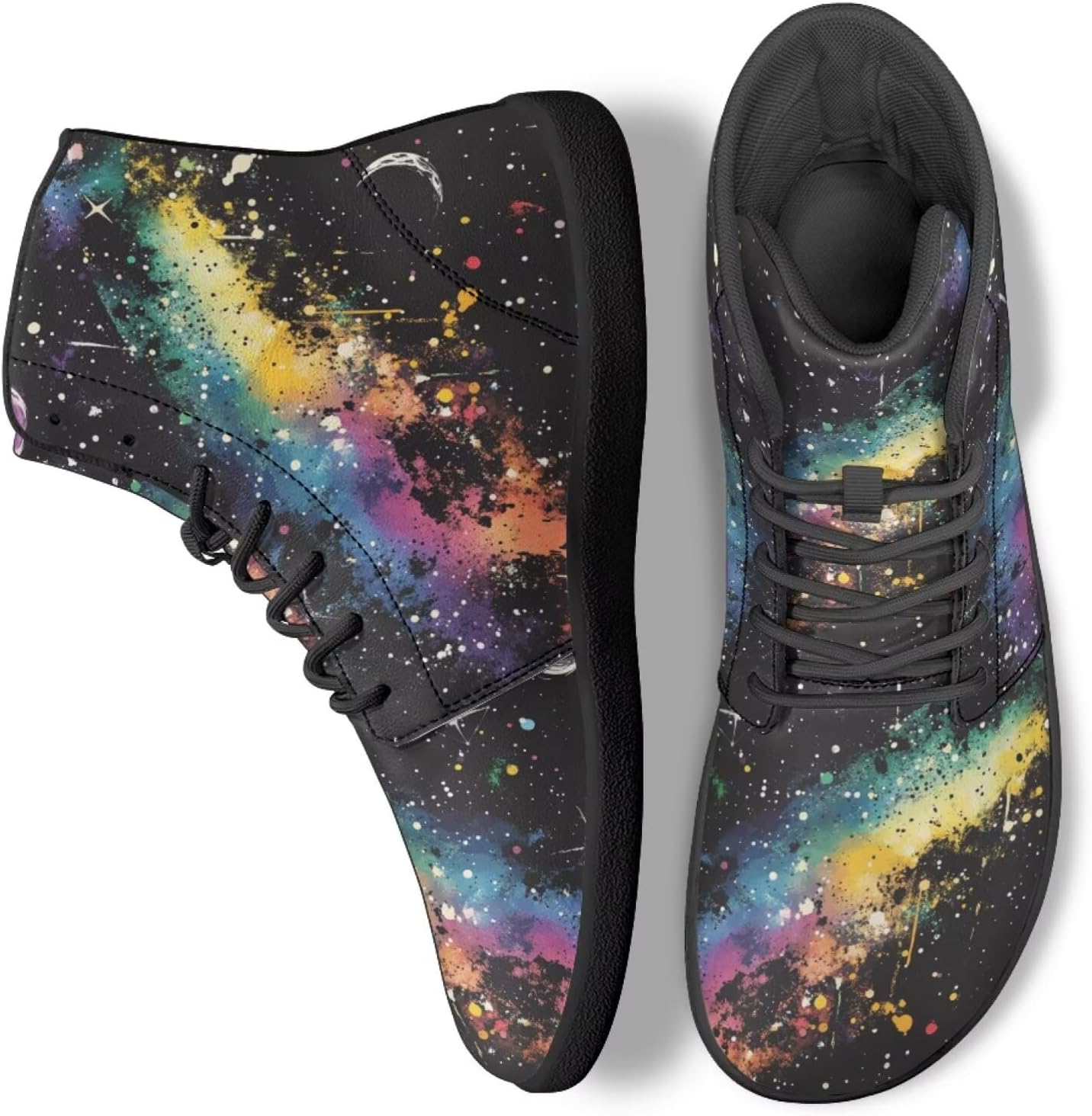 

Трекинговые кроссовки Binienty для мужчин и женщин с художественным дизайном, высокие, из ПУ-кожи, босоножки для бега, ходьбы и кемпинга, Starry Sky