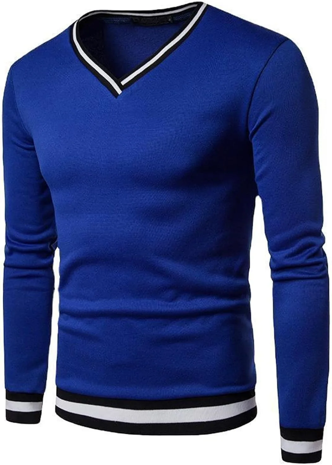 

Мужской V-образный пуловер с полосками и цветными блоками YSERB