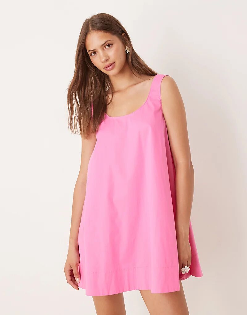 

Платье мини-свободного кроя с круглым вырезом ASOS DESIGN розового цвета