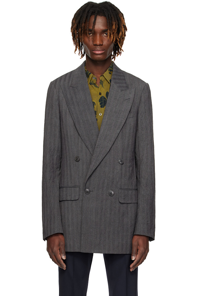 

Двубортный блейзер Dries Van Noten, синий