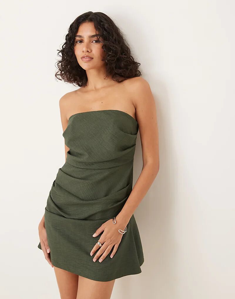 

Платье-мини с лифом-бандо ASOS DESIGN темно-зеленого цвета