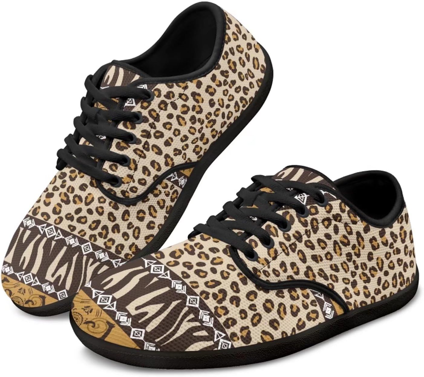 

Мужские и женские босоножки Jeiento с ацтекским узором с широким носком, кроссовки для бега с нулевым перепадом подошвы, Leopard Print Aztec