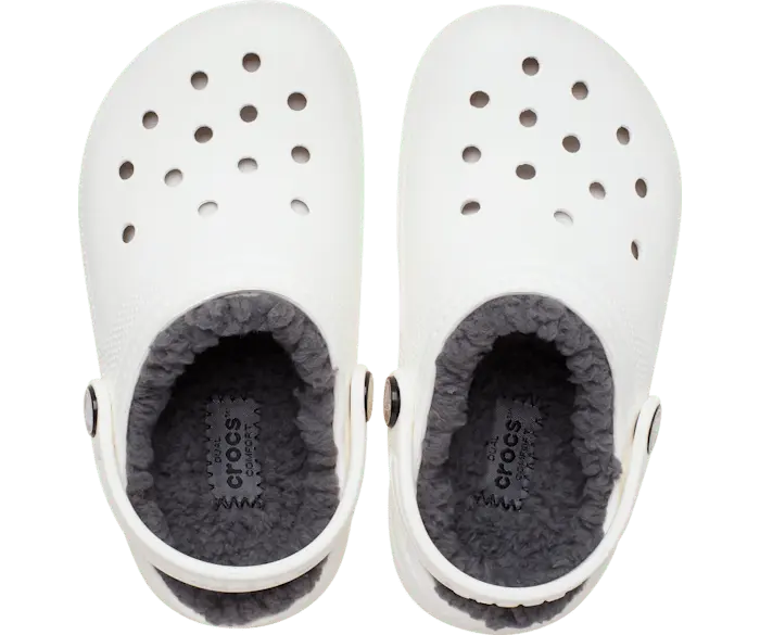 Классические сабо на подкладке Crocs детские, цвет White / Grey — фото 3