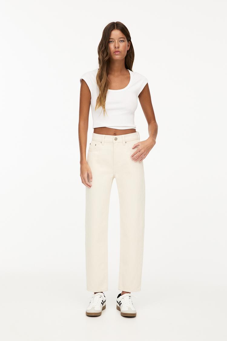 

Базовые джинсы mom Pull And Bear, бежевый