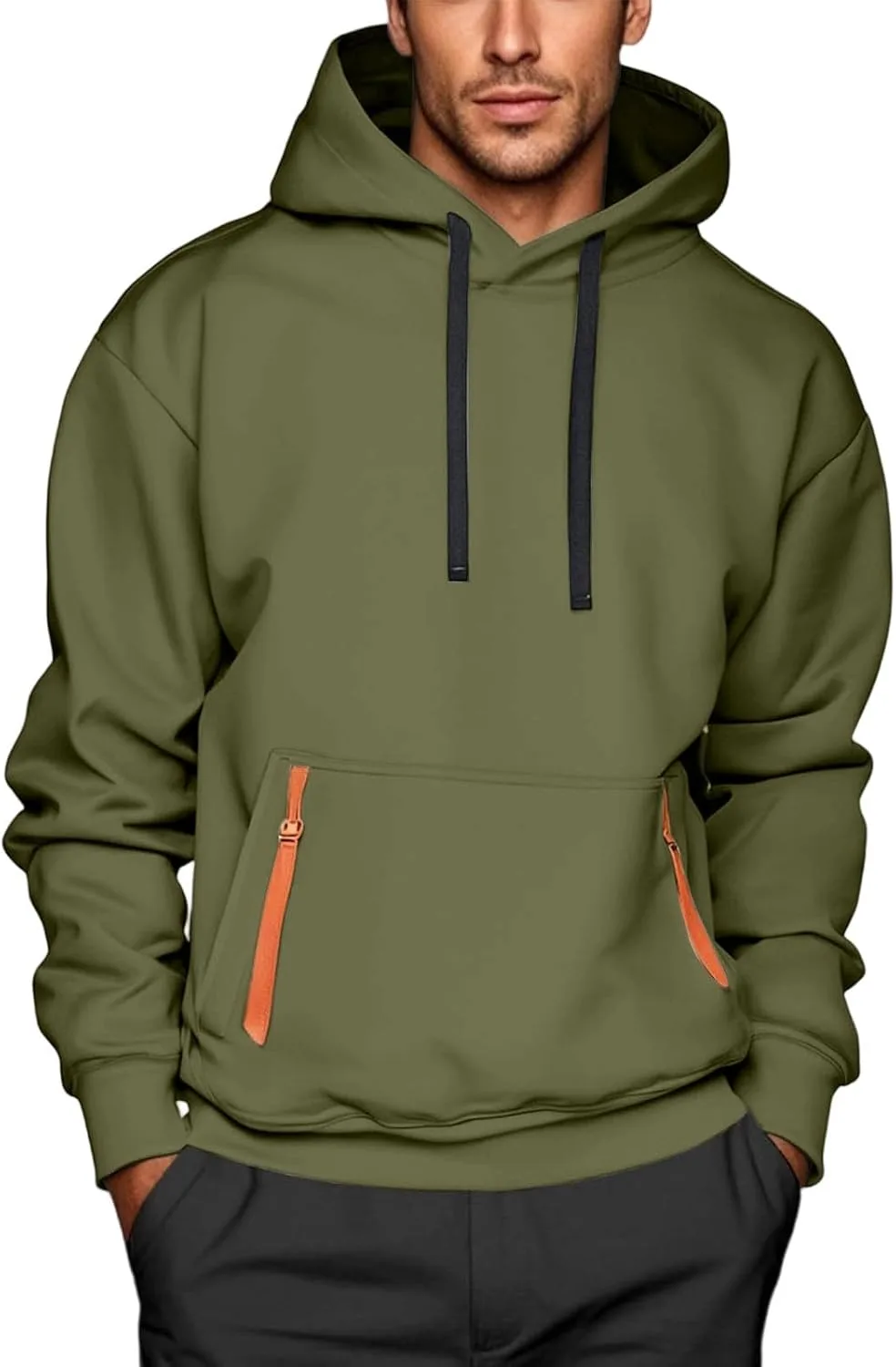 

Оверсайз худи мужское, однотонное, с карманами