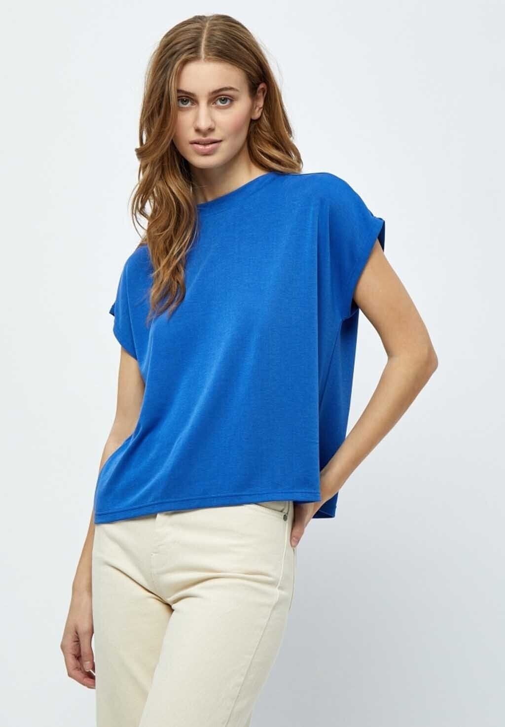 

Базовая футболка синего цвета океана. MIFRIKKA CAP SLEEVE T-SHIRT. Minus, синий