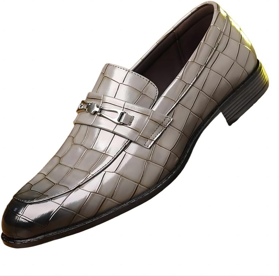 

Мужские кожаные лоферы Бизнес Формальные повседневные классические комфортные свадебные офисные дышащие оксфорды Asifn, серый