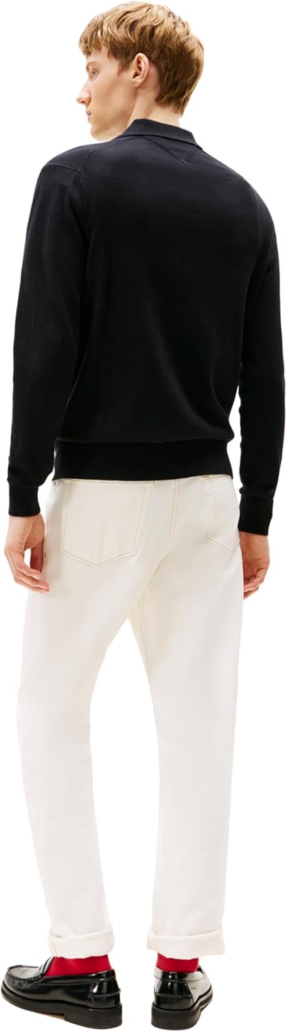 Мужской свитер-поло Tommy Hilfiger из хлопка и кашемира с длинными рукавами, Black — фото 4