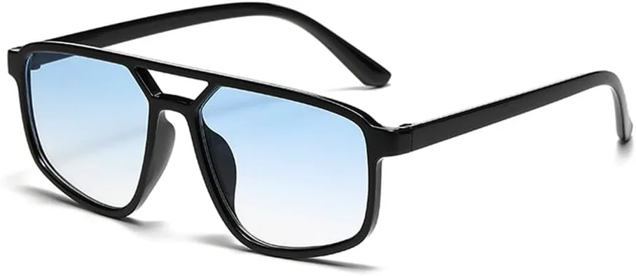 

Винтажные солнцезащитные очки в маленькой оправе с двойной перемычкой, модель 2027 года, для женщин и мужчин, модные женские очки MTZJH, Balck Gradient Blue