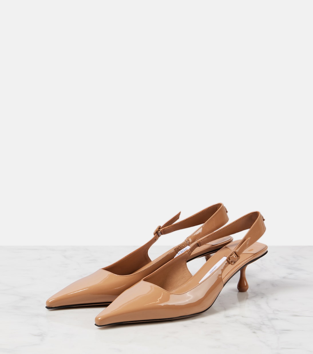 Туфли-лодочки Amel 50 из лакированной кожи с открытой пяткой Jimmy Choo, Biscuit — фото 4