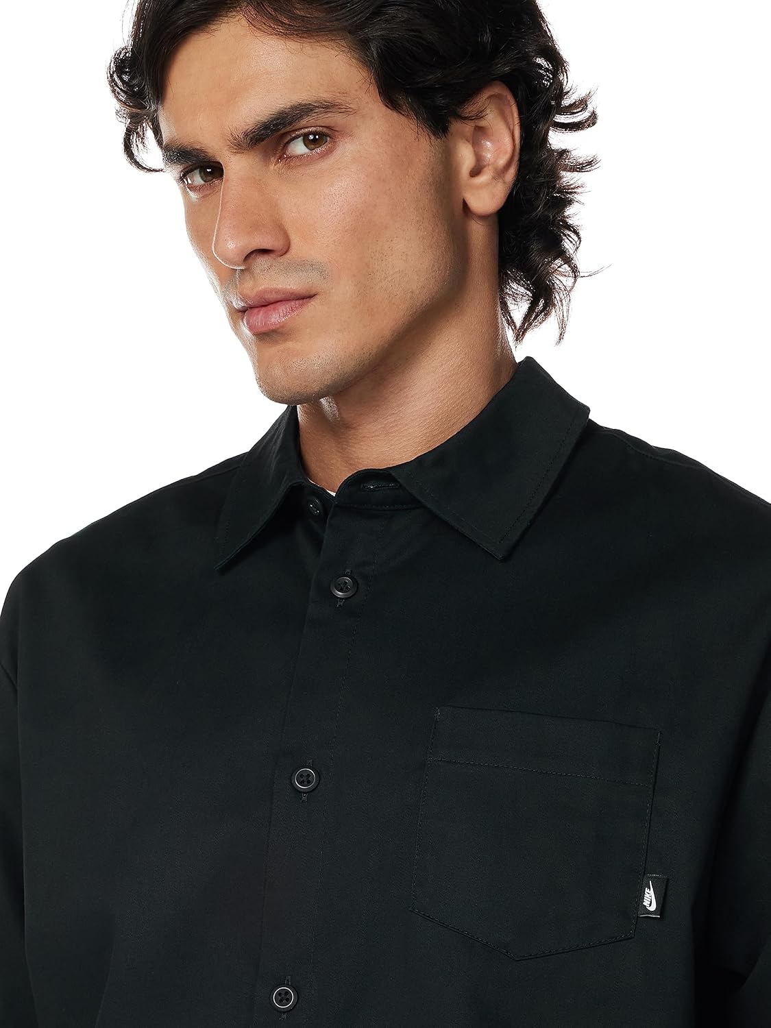 Мужская рубашка Nike Club на пуговицах с коротким рукавом, Black — фото 2