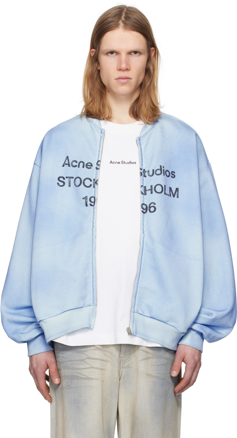 

Синий свитер на молнии с логотипом Acne Studios, Dusty blue