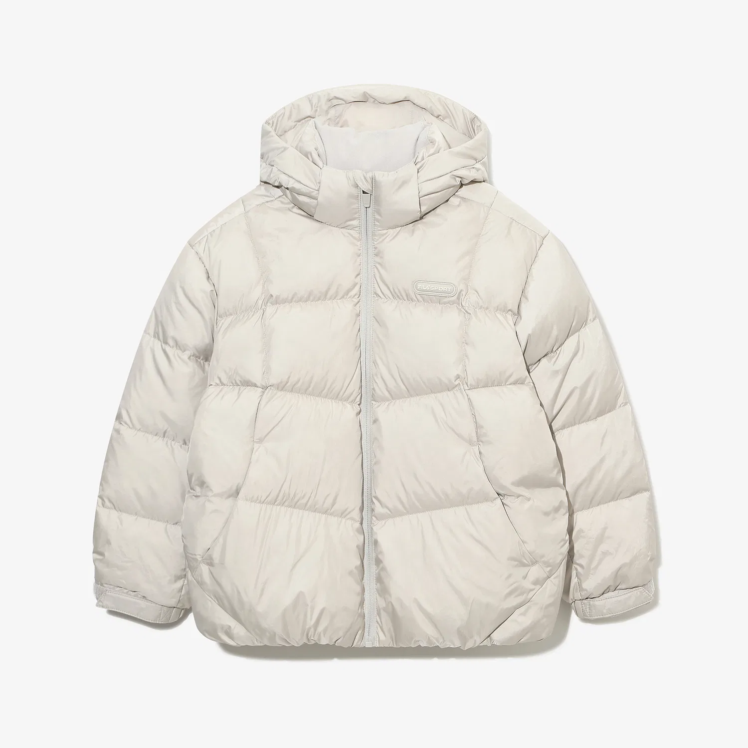 Детский лёгкий пуховик Fila Kids Light Puffer Goose Down, серый — фото 2