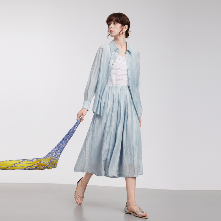 

ELLE Рубашка Women's Blue Lapel Moderate