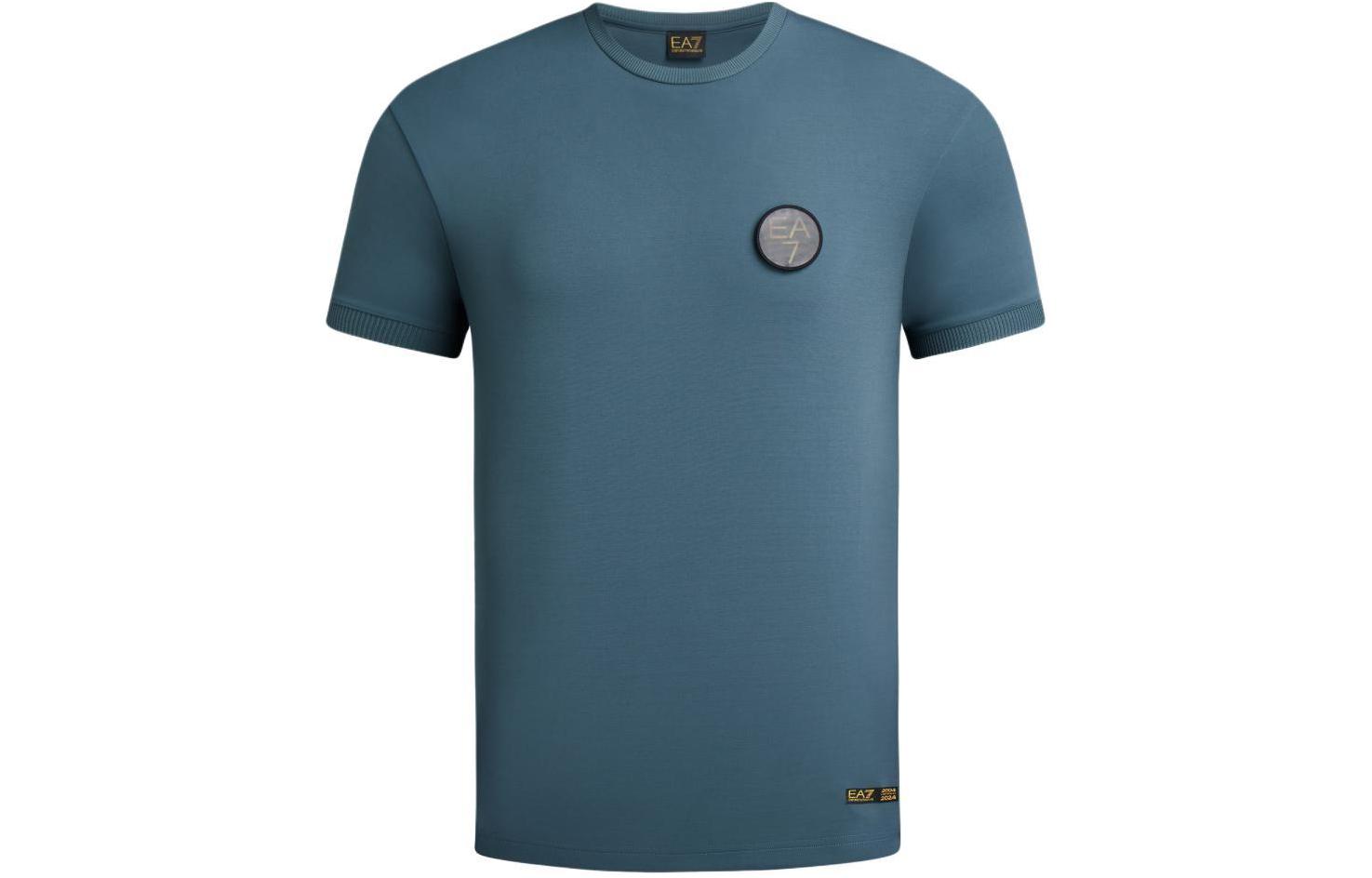 

Футболка EA7 SS24 мужская голубая EMPORIO ARMANI