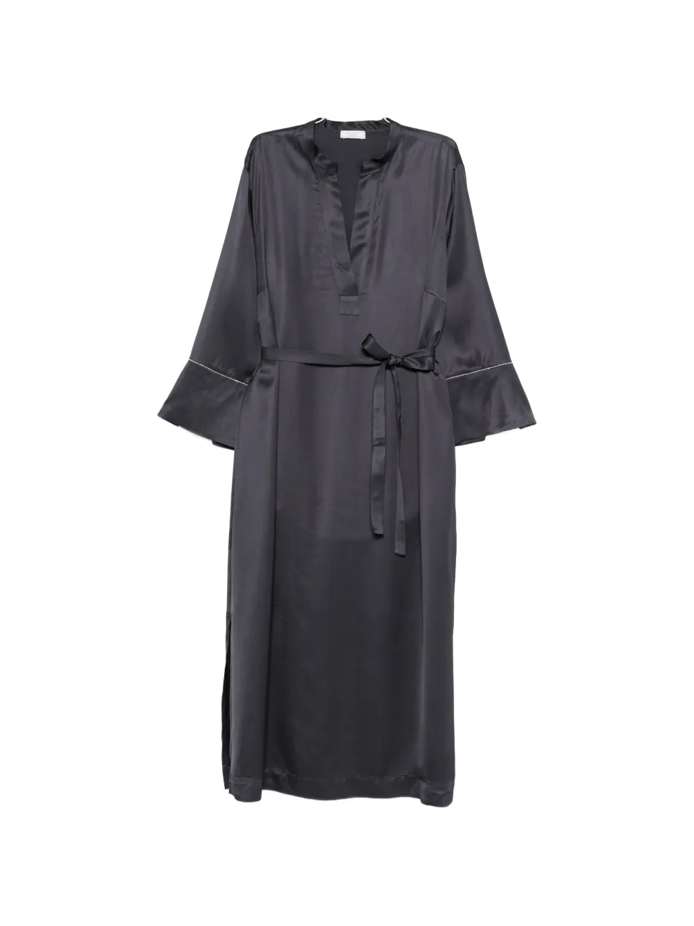 

Миди-платье с v-образным вырезом и поясом на талии Peserico, серый