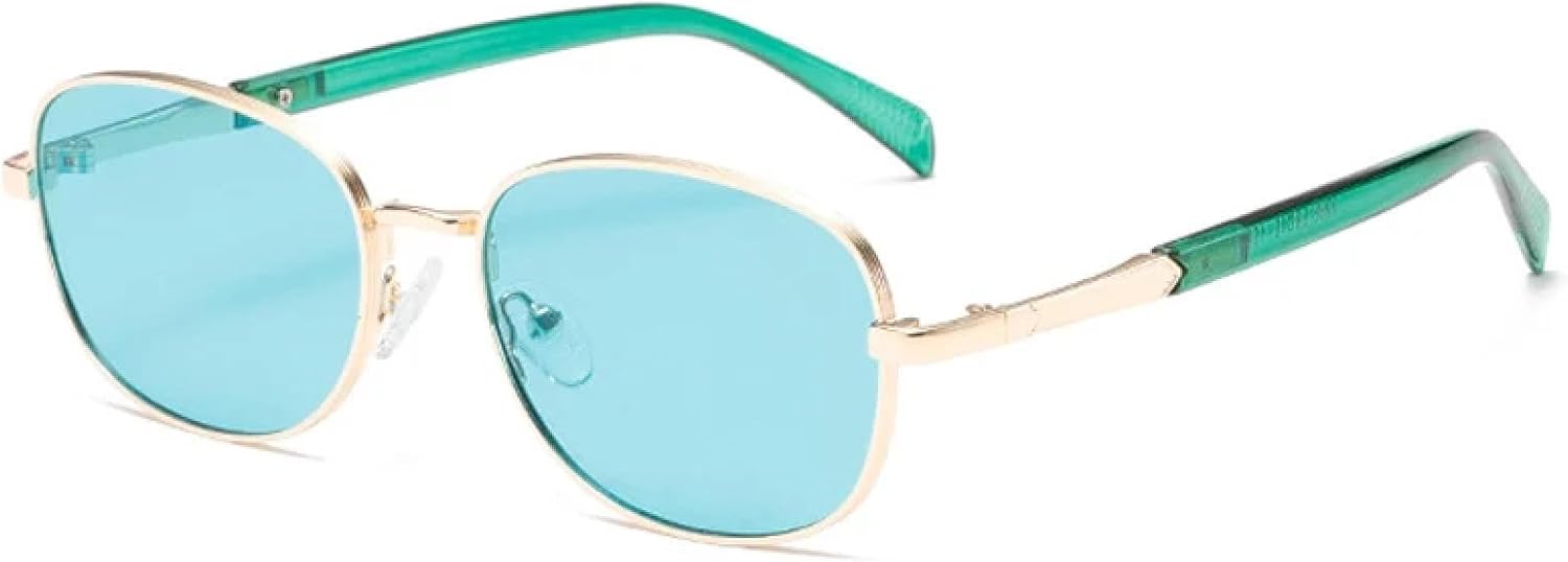 

Ретро-солнцезащитные очки в металлической оправе для женщин, модные очки с прозрачными линзами цвета океана, защита от УФ-излучения UV400 для мужчин, панк-солнцезащитные очки TVTBBVV, Golden Blue