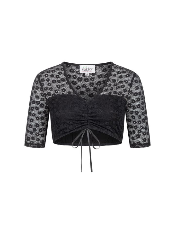 

Блузка дирндль с короткими рукавами Мони черного цвета Nübler