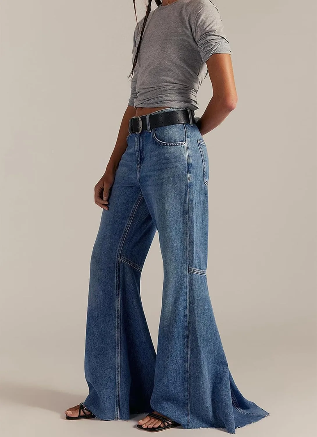 Женские джинсы Bell Bottom High Waisted Floor Length Vintage Wide Leg — фото 2